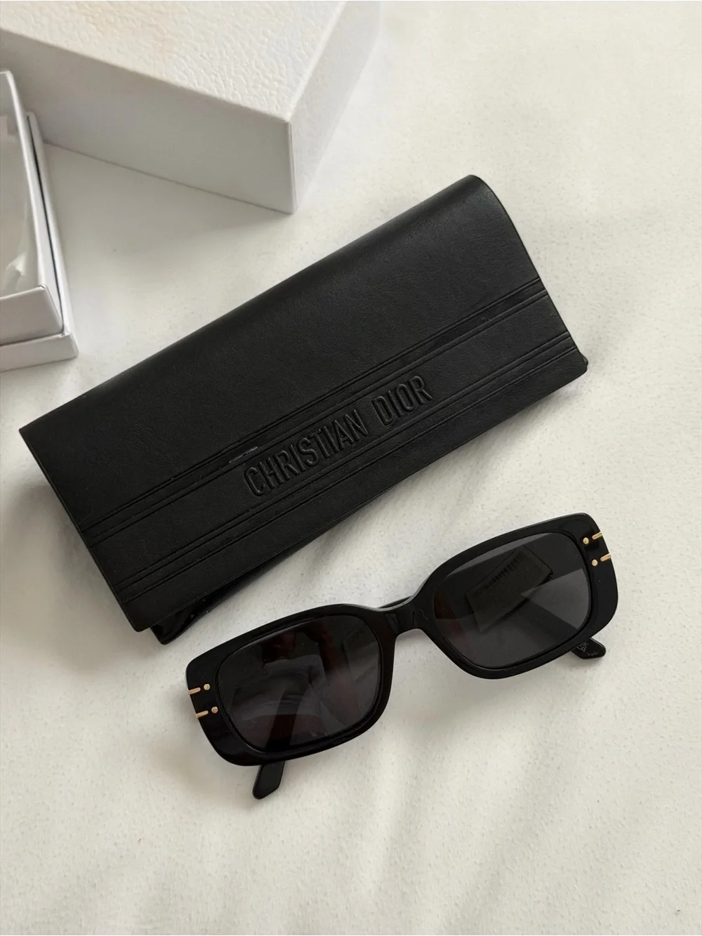 Dior Black Rectangular Men’s Sunglasses with Black Case